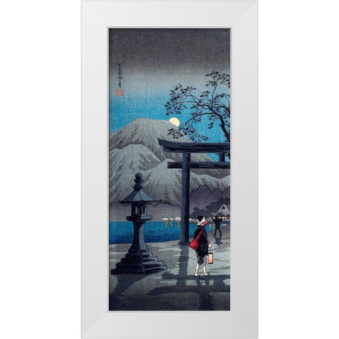 Hakone Lake in Moonlight White Modern Wood Framed Art Print by Takahashi, Hiroaki