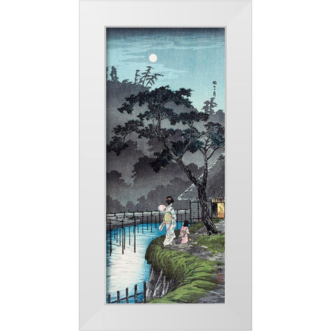 Moon at Sekiguchi White Modern Wood Framed Art Print by Takahashi, Hiroaki