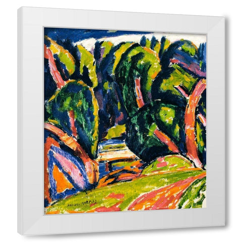 Red Tree White Modern Wood Framed Art Print by Hartley, Marsden