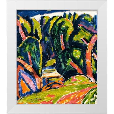 Red Tree White Modern Wood Framed Art Print by Hartley, Marsden