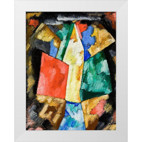 Abstraction-Blue-Yellow and Green White Modern Wood Framed Art Print by Hartley, Marsden