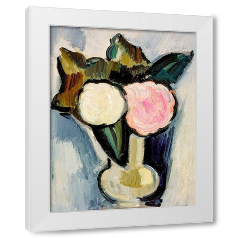 Pink and White Flowers in a Vase White Modern Wood Framed Art Print by Hartley, Marsden