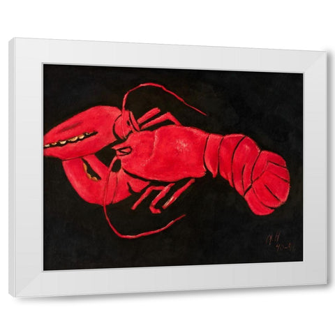 Lobster on Black Background White Modern Wood Framed Art Print by Hartley, Marsden