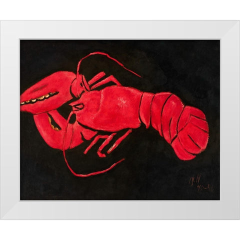 Lobster on Black Background White Modern Wood Framed Art Print by Hartley, Marsden
