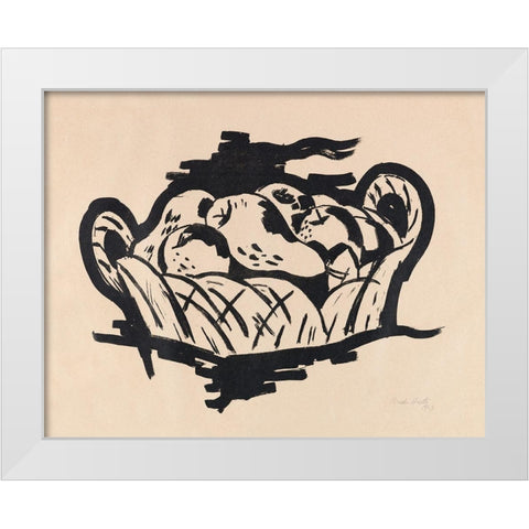 Pear in Basket White Modern Wood Framed Art Print by Hartley, Marsden