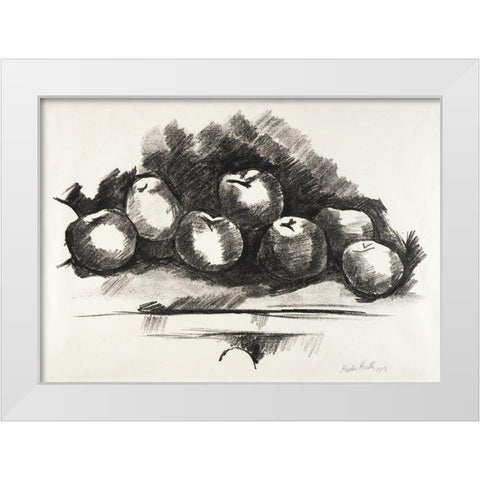 Apples on Table White Modern Wood Framed Art Print by Hartley, Marsden