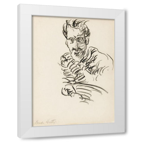 Self-Portrait White Modern Wood Framed Art Print by Hartley, Marsden