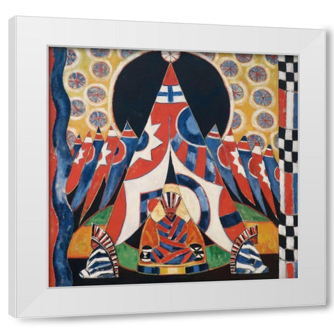 American Indian Symbols White Modern Wood Framed Art Print by Hartley, Marsden