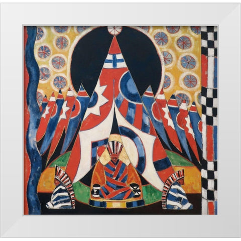 American Indian Symbols White Modern Wood Framed Art Print by Hartley, Marsden