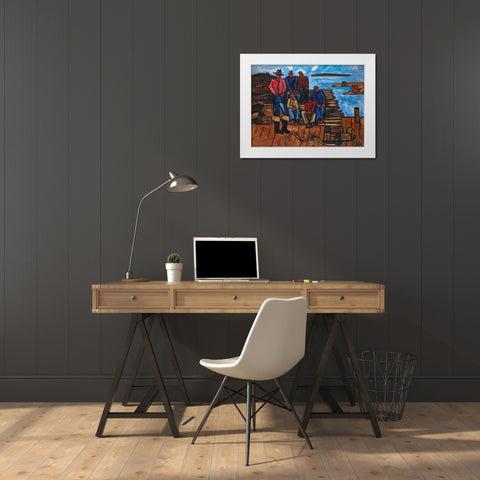 Lobster Fishermen White Modern Wood Framed Art Print by Hartley, Marsden