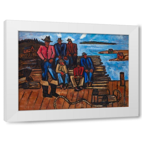 Lobster Fishermen White Modern Wood Framed Art Print by Hartley, Marsden
