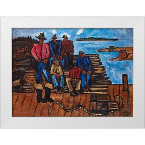Lobster Fishermen White Modern Wood Framed Art Print by Hartley, Marsden