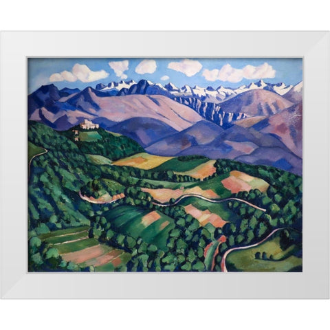 Purple Mountains-Vence White Modern Wood Framed Art Print by Hartley, Marsden