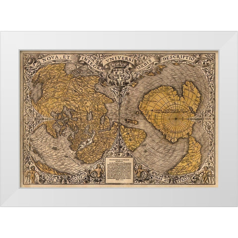 New and complete description of all the world White Modern Wood Framed Art Print by Fine, Oronce