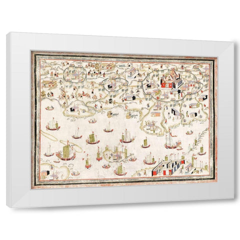 Forts Zeelandia and Provintia and the City of Tainan White Modern Wood Framed Art Print by Vintage Maps