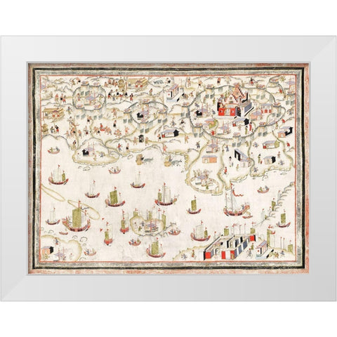 Forts Zeelandia and Provintia and the City of Tainan White Modern Wood Framed Art Print by Vintage Maps