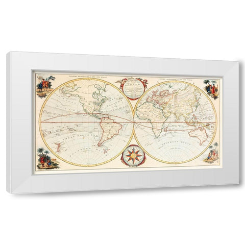 Bowless New Pocket Map of the World White Modern Wood Framed Art Print by Carington, Bowles