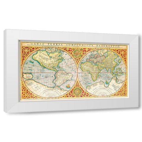 Orbis terrae compendiosa descriptio 1637 White Modern Wood Framed Art Print by Mercator, Gerhad