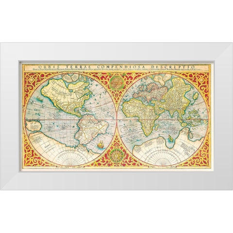 Orbis terrae compendiosa descriptio 1637 White Modern Wood Framed Art Print by Mercator, Gerhad