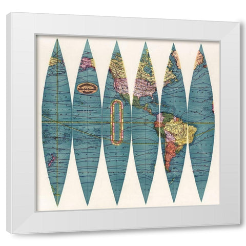 New twelve inch terrestrial globe White Modern Wood Framed Art Print by Rand McNally and Company