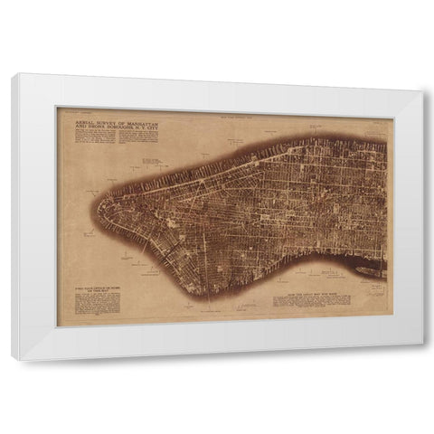 New York City Detail-photographed from two miles up in the air White Modern Wood Framed Art Print by The Lionel Pincus and Princess Firyal Map Division