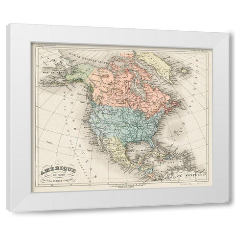 North America from Universal Atlas White Modern Wood Framed Art Print by Fayard, Artheme