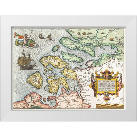 Map of Zeeland White Modern Wood Framed Art Print by Hogenberg, Frans