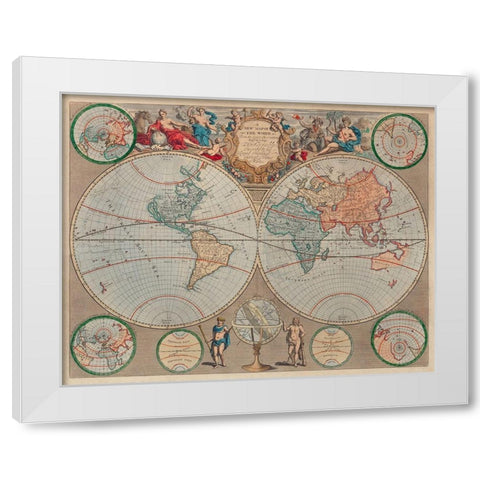 A new map of the world from the latest observations 1720 White Modern Wood Framed Art Print by Senex, John