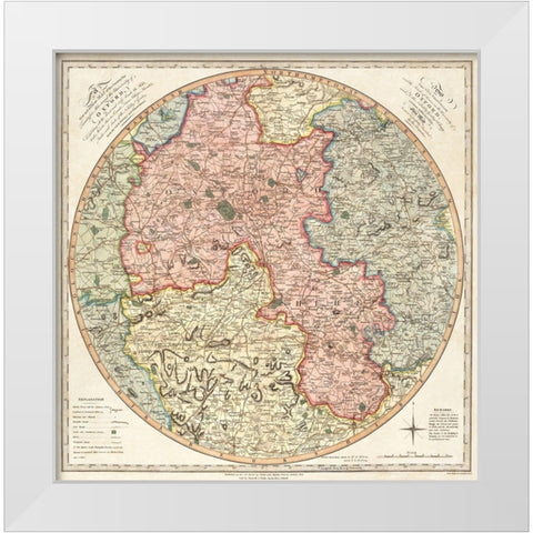 A new and accurate map of the country for twenty five miles round the University of Oxford 1805 White Modern Wood Framed Art Print by G Pawley and Samuel John Neele