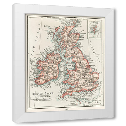 A cartographic map of the British Isles White Modern Wood Framed Art Print by Vintage Maps