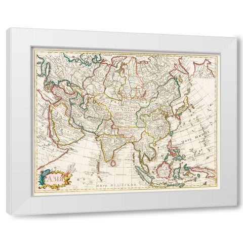 Map of Asia 1723 White Modern Wood Framed Art Print by Vintage Maps