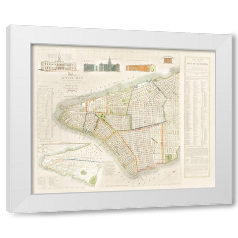 The City of New York Longworths Explanatory Map and Plan 1817 White Modern Wood Framed Art Print by Longworth, David