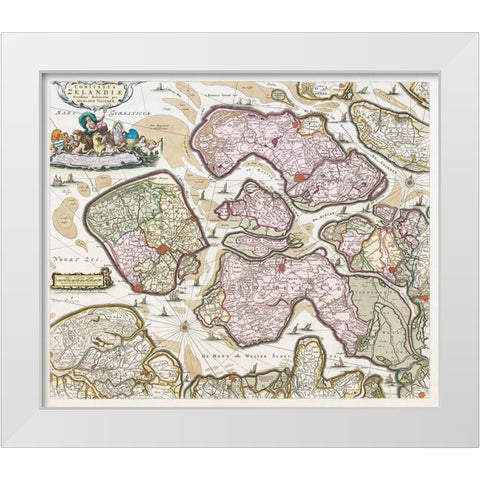 Map of Zeeland White Modern Wood Framed Art Print by Vintage Maps