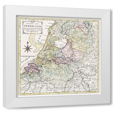 Map of the Netherlands with the marching routes of the French army 1792 White Modern Wood Framed Art Print by Baarsel, Cornelis van