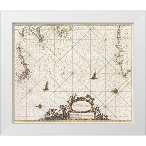 Paskaert vant in comen vant Canaal White Modern Wood Framed Art Print by Goos, Pieter