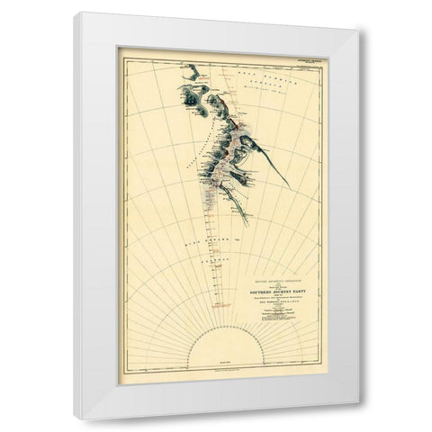 Route and Surveys of the Southern Journey Party-1909 White Modern Wood Framed Art Print by Royal Geographic Society England