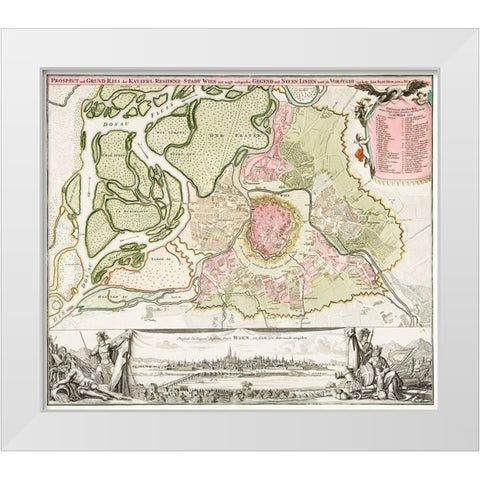 Map of Vienna 1702 White Modern Wood Framed Art Print by Homann, Johann Baptista
