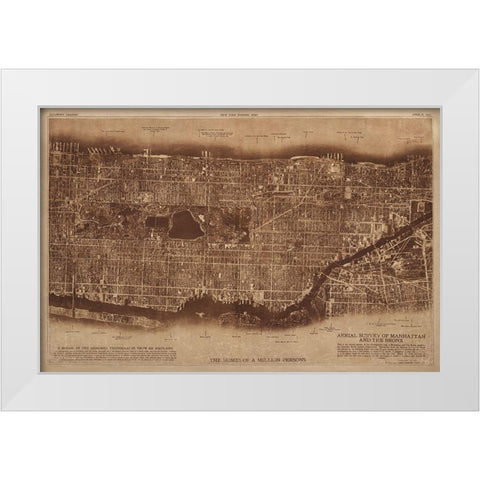 New York City Detail-photographed from two miles up in the air 1922 White Modern Wood Framed Art Print by The Lionel Pincus and Princess Firyal Map Division