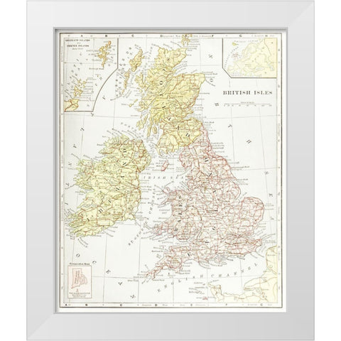 Geography of the British Isles 1886 White Modern Wood Framed Art Print by Davidson, Thomas McLaren
