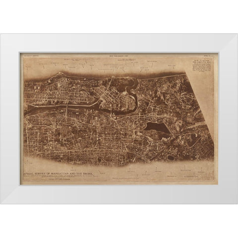 New York City Detail-photographed from two miles up in the air 1922 White Modern Wood Framed Art Print by The Lionel Pincus and Princess Firyal Map Division