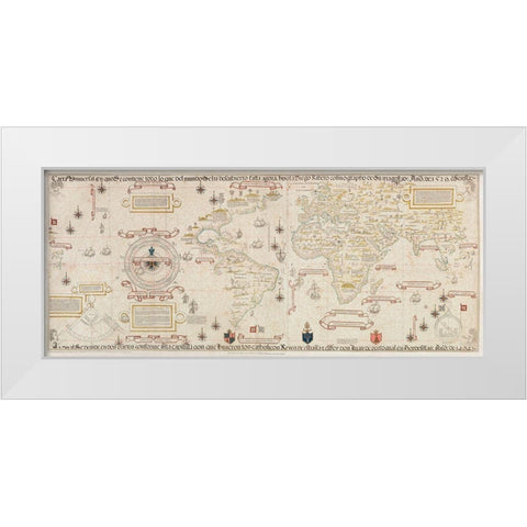 World Map 1900 White Modern Wood Framed Art Print by Ribeiro, Diogo