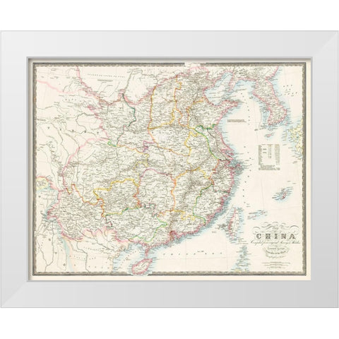 Map of China-1848 White Modern Wood Framed Art Print by Wyld, James