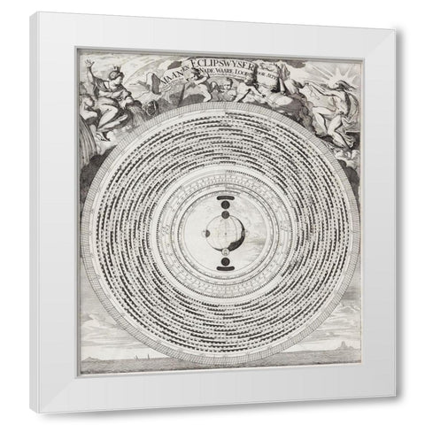 Moon and Eclipse Pointer 1695 White Modern Wood Framed Art Print by Luyken, Caspar