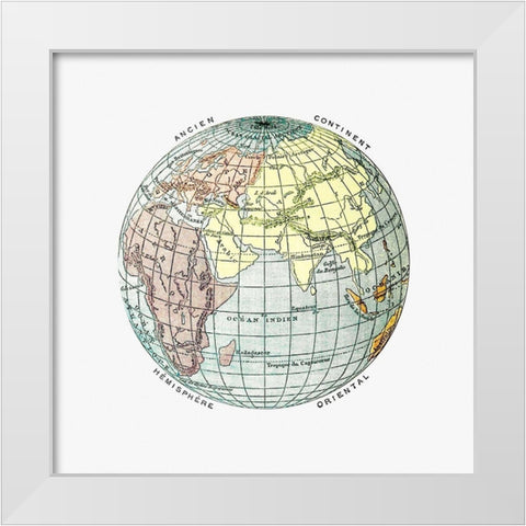 World atlas from The Practical Teaching of Geography 1878 White Modern Wood Framed Art Print by British Library