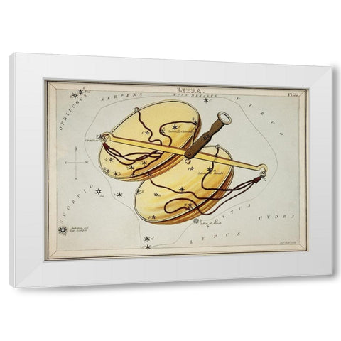 Astronomical chart illustration of the Libra White Modern Wood Framed Art Print by Hall, Sidney