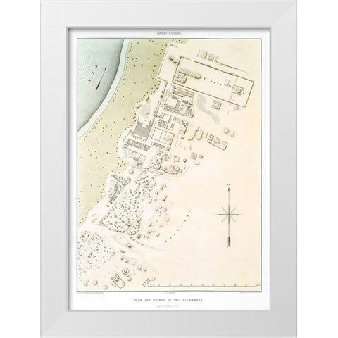 Plan of the ruins of Tell el Amarna 1878 White Modern Wood Framed Art Print by d Avennes, Emile Prisse