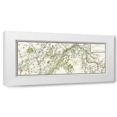 Drawn map of the French lines in Brabant White Modern Wood Framed Art Print by Vintage Maps