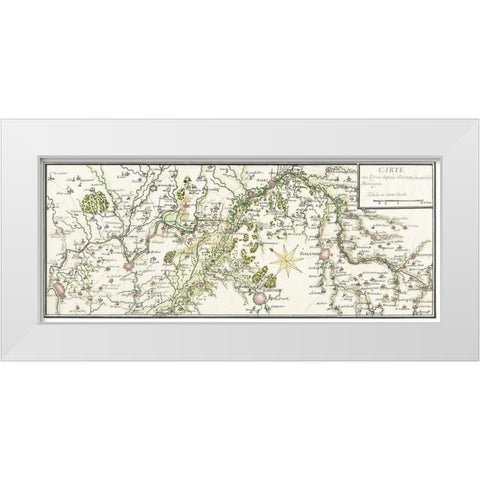 Drawn map of the French lines in Brabant White Modern Wood Framed Art Print by Vintage Maps