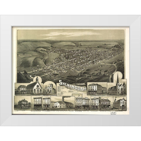 Shenandoah-Pennsylvania 1889 White Modern Wood Framed Art Print by Vintage Places