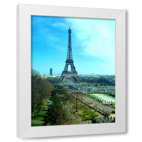 Eiffel Tower Skies White Modern Wood Framed Art Print by Ghanooni, Sarah